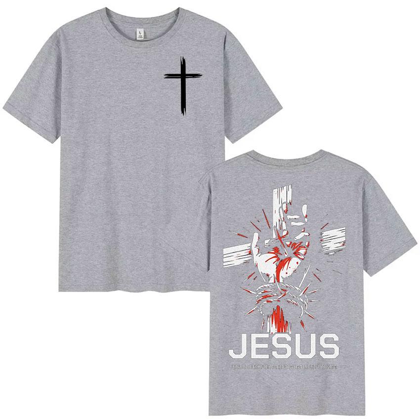 Christian Jesus Died for Me Now Im Live for Him Bible Verse Print T-shirt Men Women Retro Cotton Hort Sleeve T Shirts Streetwear
