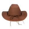 Unisex Western Cowboy Hat Wide Brim Roll‑Up Brim Double‑Top Felt Fedora Hat,10 Colors,Multiple Optional Detachable Hat Bands