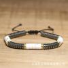 Turquoise Heishi & Hematite Disc Bracelet – Gold Accent Adjustable Boho Jewelry, Protection Calm Gift for Men & Women