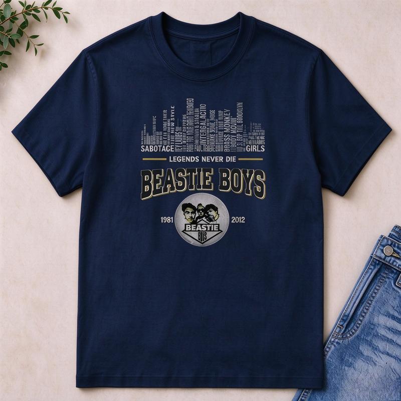 Beastie Boys Legends Never Die 19812012 Graphic T Shirt Unisex Short Sleeve O Neck Casual Hip Hop Music Fans Tee Harajuku Y2k