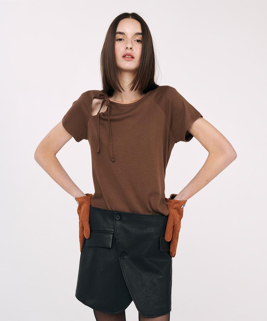 TWENTY FOUR T Two-Way Ribbon T-Shirt Brown