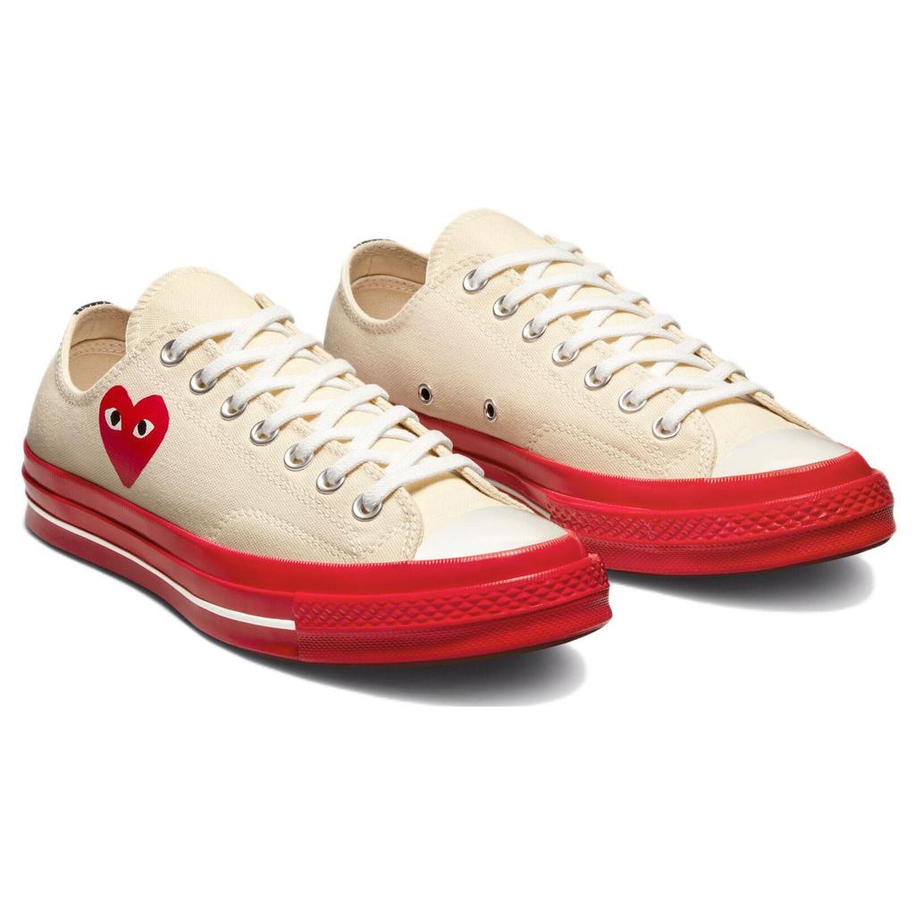 Converse Comme Des Garçons Play X Chuck 70 Low Pristine Red Unisex Sneakers Cream Egret A01796C