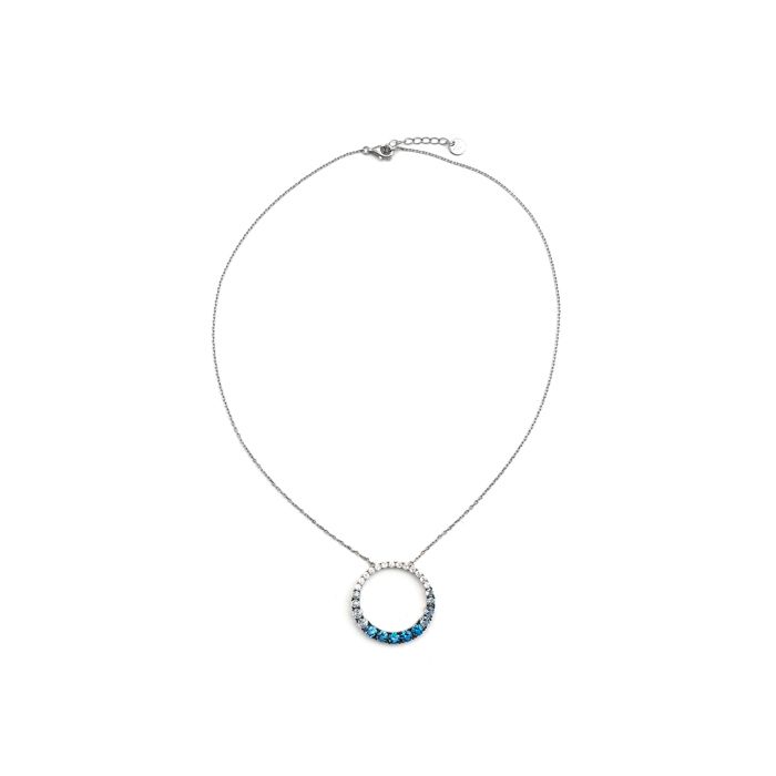Luxenter 925 Sterling Silver and Aquamarine Zircon Necklace with Rhodium Plating - Kraesh