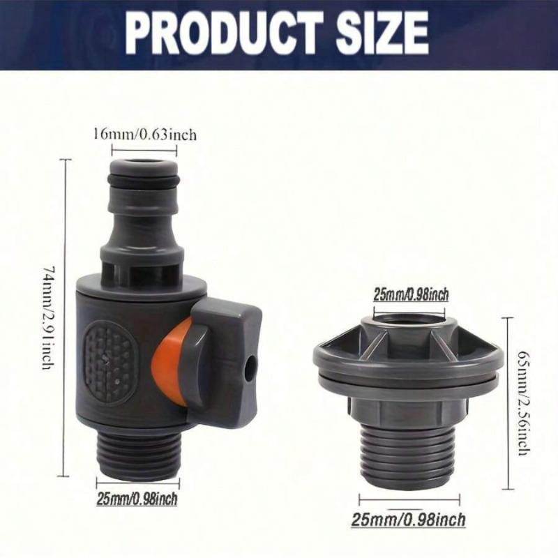 2pcs PVC/IBC Water Barrel Adapter,Water Tank Adapter with Valve Quick Installation Rainwater Collection Connector Kit External Thread Connector KTY