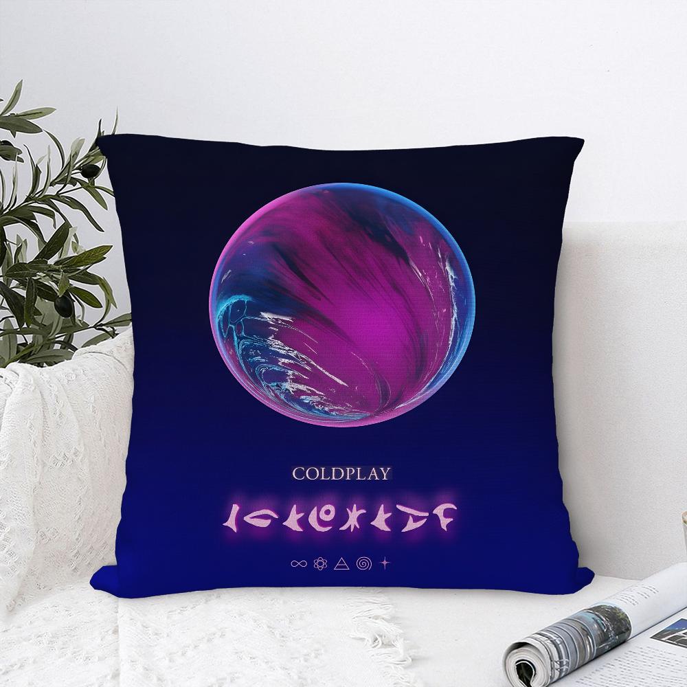 Federa Cuscino Banda Musicale C-Coldplay Tessuto Peluche Morbida Federa Stampa Double Sided Copricuscino per Divano Copricuscino