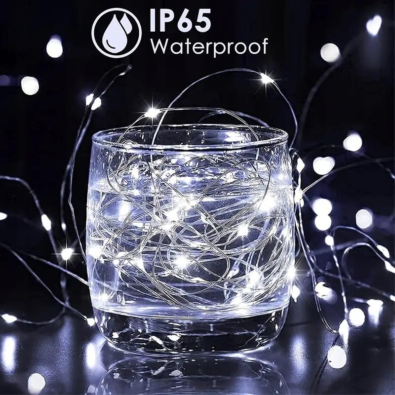 NEW Solar Powered Silvery Wire String Lights 400LEDS 8 Lighting Modes Waterproof Fairy Lights for Patio DIY Garden Decorative