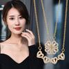 Two-wearing Heart-to-heart Four-leaf Clover Pendant Necklace Female Opening and Closing Folding Creative Clavicle Chain