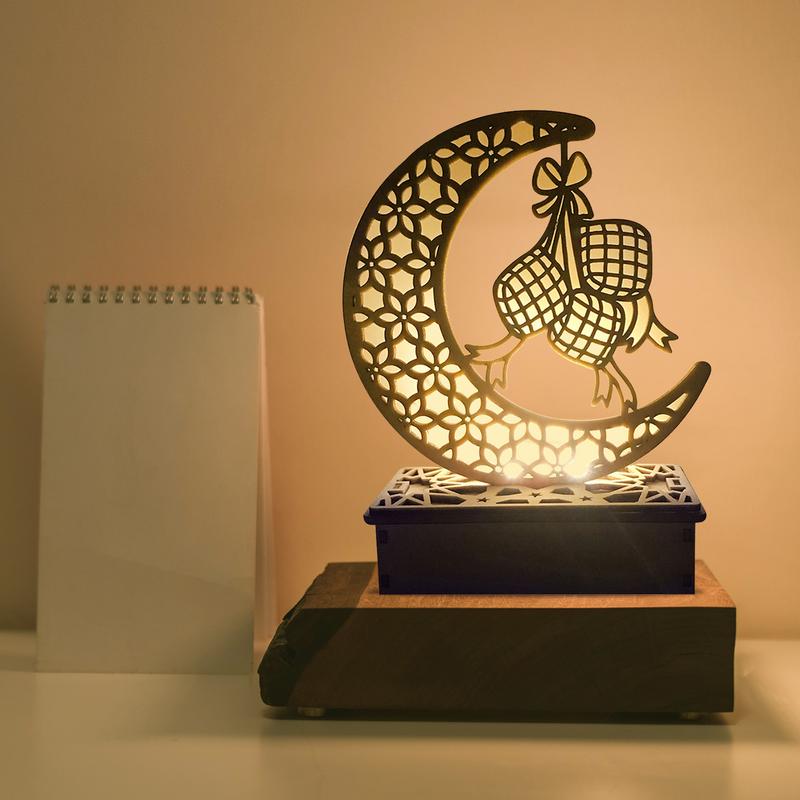 Pendentif en Bois EID Moubarak avec Bougies LED Lumière Décorations de Ramadan pour la Maison Décoration d'Eïd de Fête Musulmane Islamique Kareem Ramadan