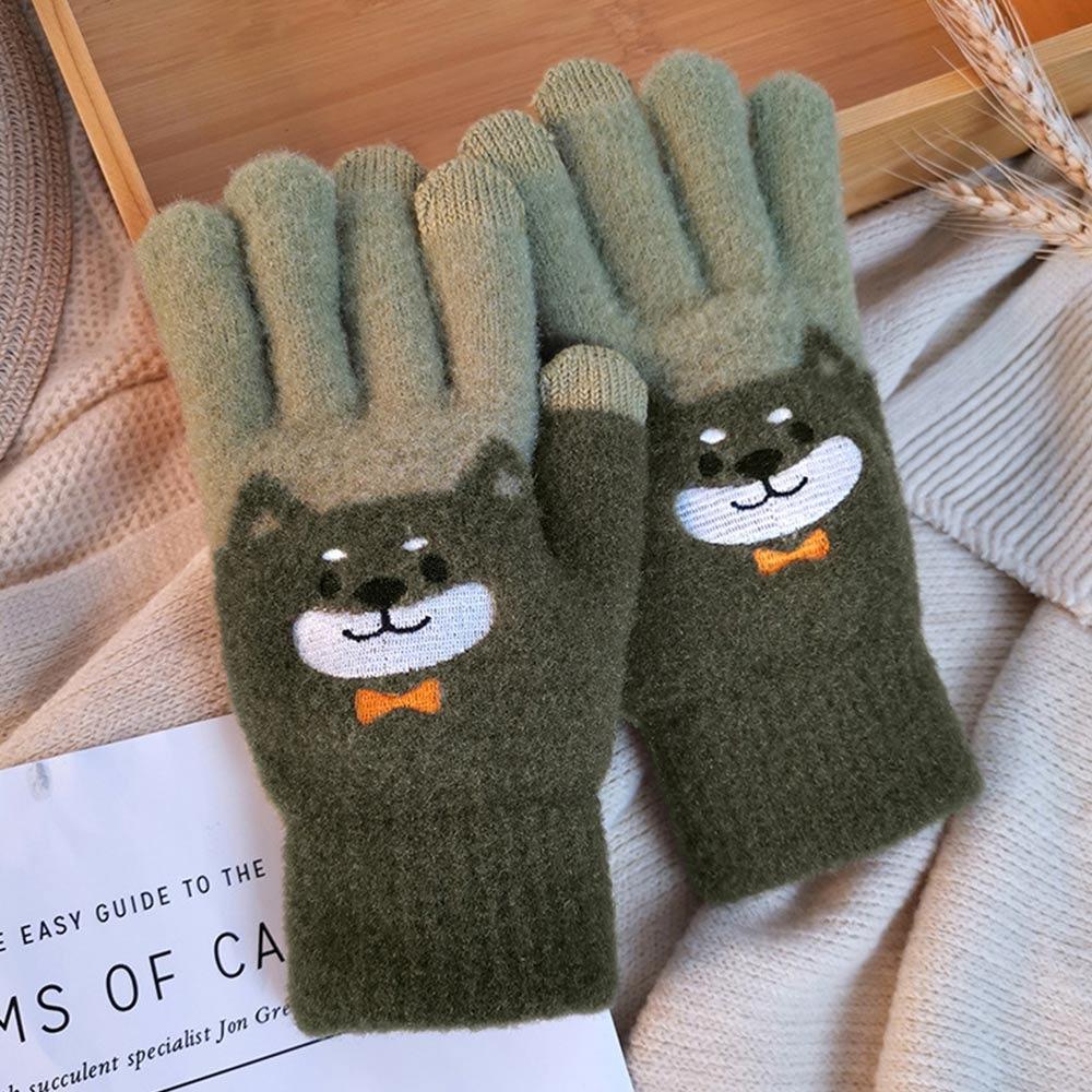 Finger-Separating Touch Screen Gloves Cartoon Dog Warm Gloves Sweety Winter Gloves Outdoor Wear