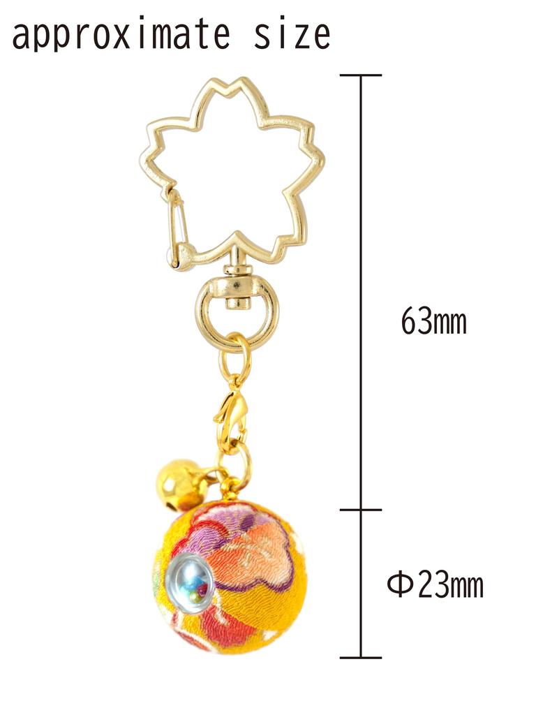 Hana Chirimen Kaleidoscope Japanese Pattern Chirimen Keychain with Bell Made in Japan Souvenir [ZOON] (Yamabuki)