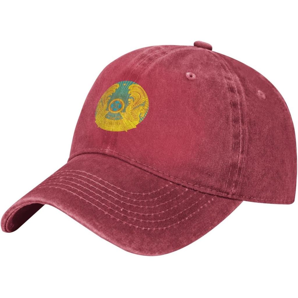 Kazakhstan Emblem Washed Baseball Cap Unisex Cotton Adjustable Casual Golf Hats
