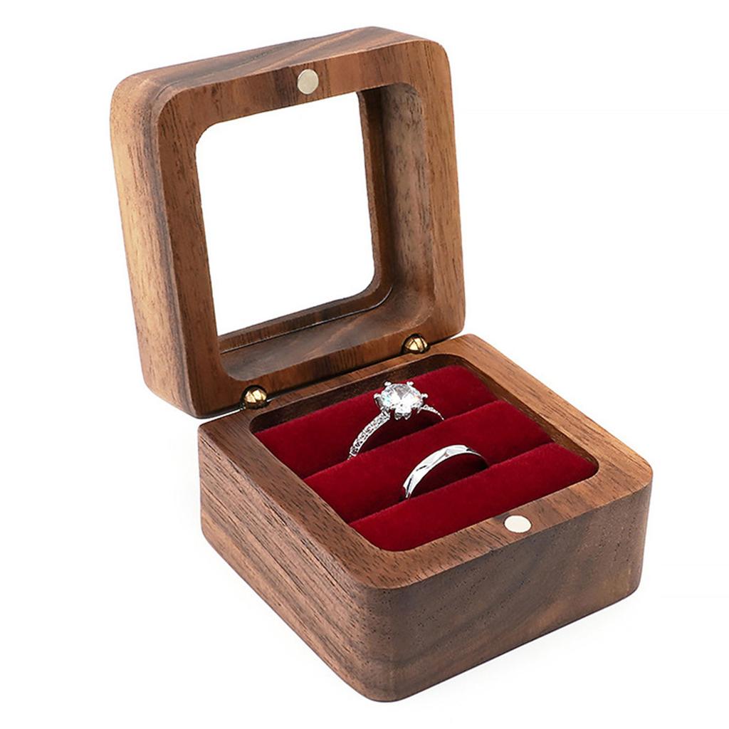 Portable Wood Jewelry Box for Rings Handcrafted Wood Jewelry Storage Box Stand Holder for Rings and Jewelry Display