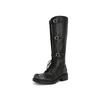 Cowhide Version Miu Home Thick-soled Heightening Boots Long Boots Women's Autumn and Winter High Knight Boots Wide Cowboy Boots