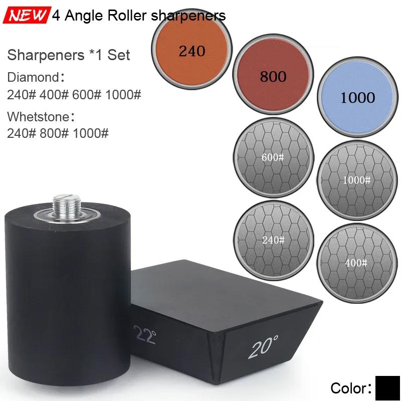 Professional Roller Knife Sharpener Black Wooden Roller Knife Sharpener Magnetic Quad 15/18/20/22° Kitchen Sharpening Tool Set