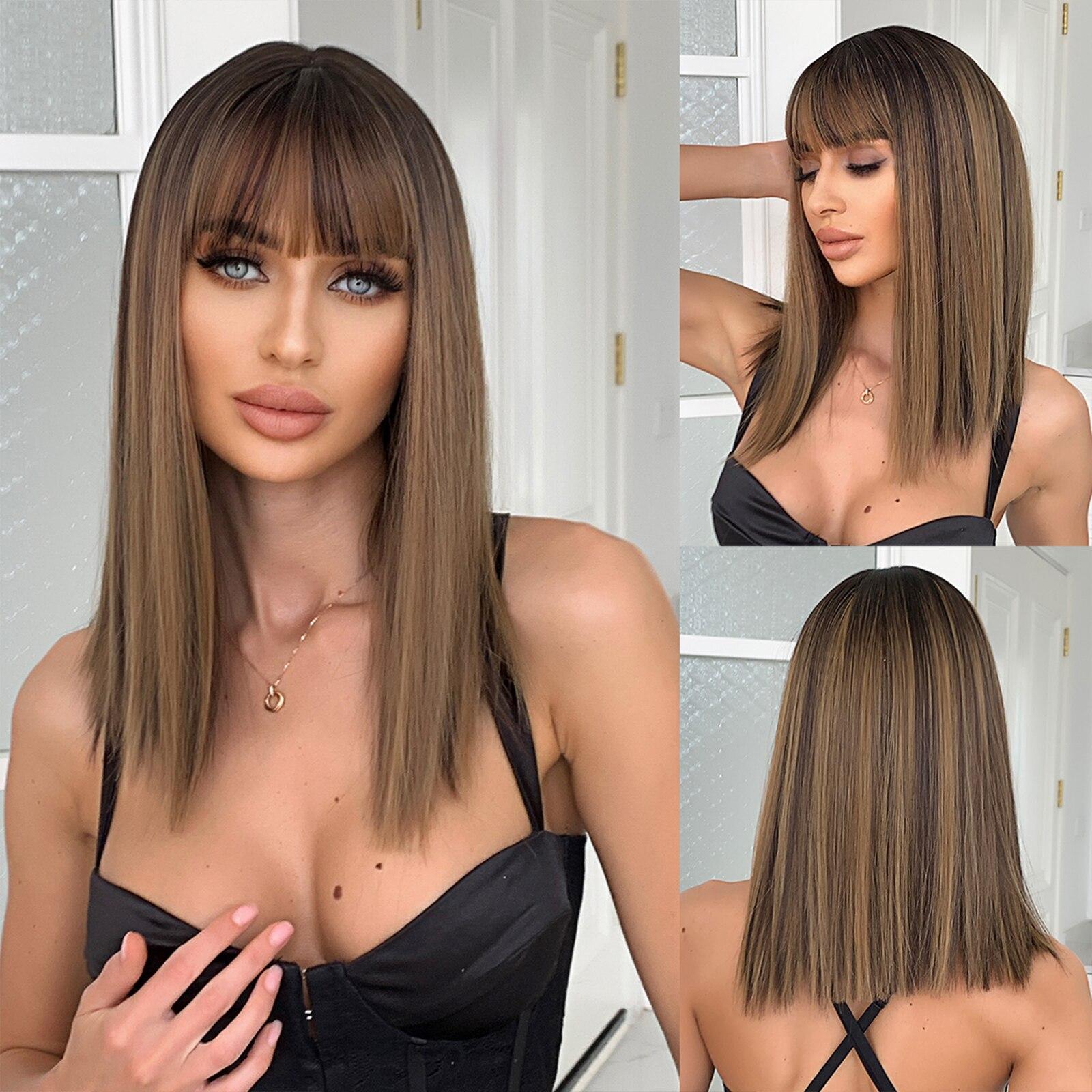 

ALAN EATON Светлые парики для женщин Многослойный синтетический парик до плеч с темными корнями Светло-русые волосы с эффектом омбре для повседневной вечеринки