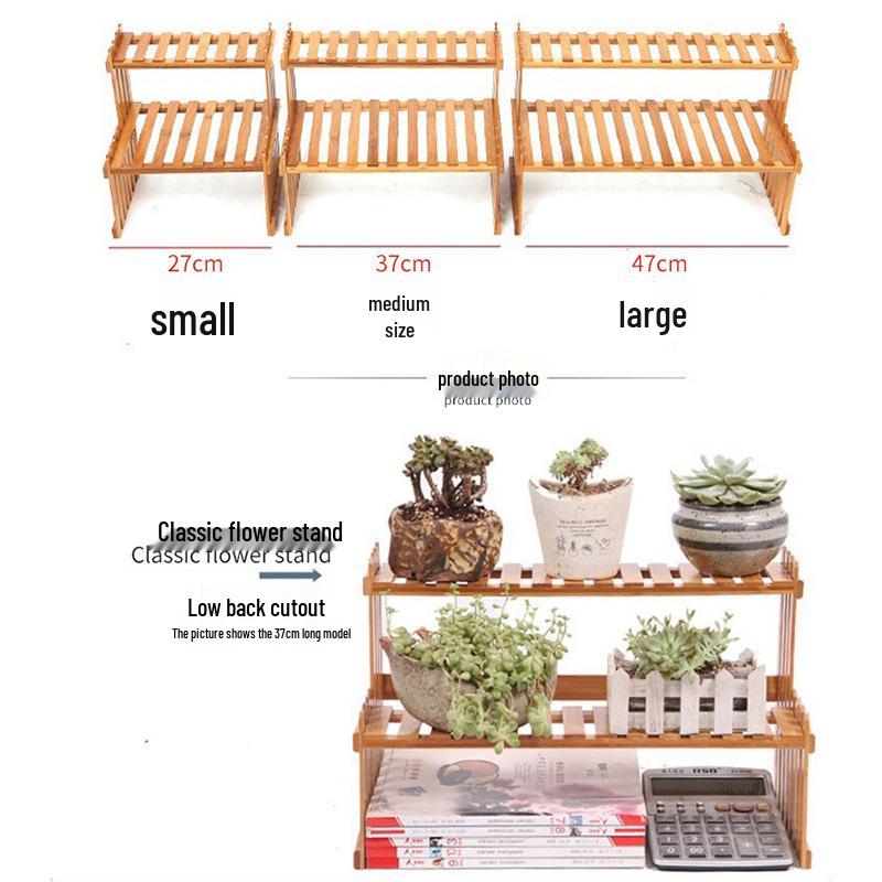Multi-Layer Bamboo Flower Stand: Modern Succulent Bonsai Rack for Balcony, Bedroom, or Desktop.