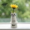 Cute Floral Arrangement Pot Creative Cat Shaped Flower Vase, Minimalist Cartoon Kitten Tabletop Planter for Dried Small Desktop Ornament Fresh