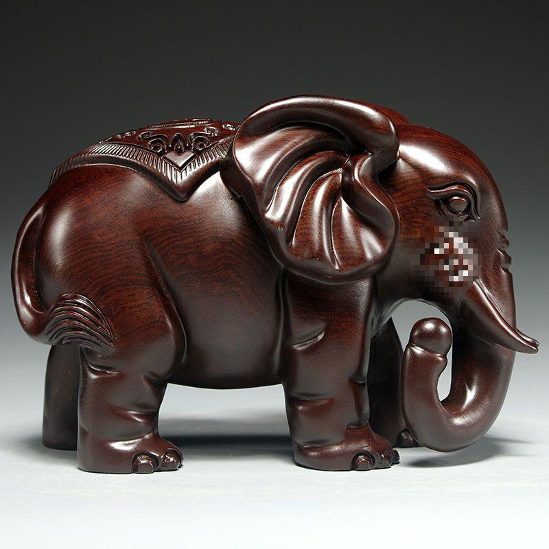 Large Ebony Wood Elephant Carving Set - Home Decor & Housewarming Gift