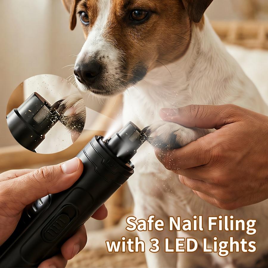 Dog Nail Grinder with 3 LED Lights, Powerful 2-Speed, Super Quiet, Dog Nail Trimmer, USB Rechargeable, Pet Nail Clippers, for Large Medium Small Dogs