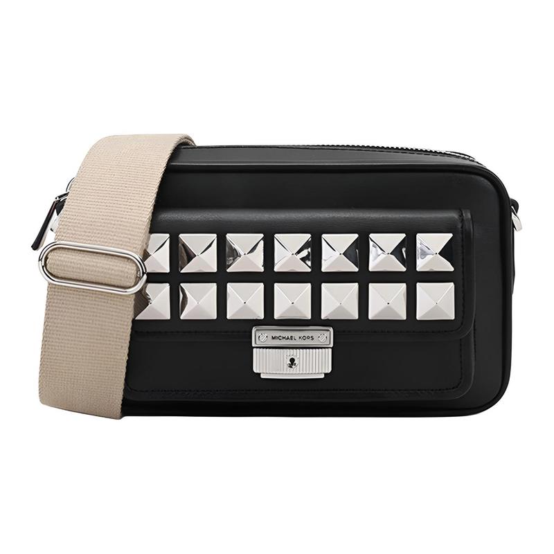 MICHAEL KORS Bradshaw Rivet Zipper Camera Casual Fashion Retro Cowhide Crossbody Shoulder Bag Women s Black чёрный