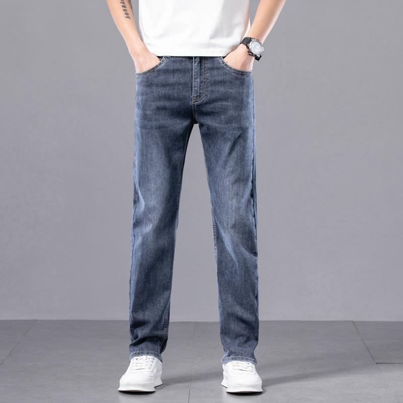 JYL Men's jeans novel straight wide fashion pants men's daily long
