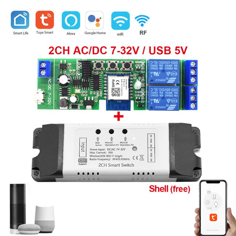 

З Shell Zigbee 1 2 4-канальний 12В 24В 220В Розумний вимикач Tuya Модуль реле Сухий контакт 4-канальний Din-рейка Потрібен шлюз-хаб A5