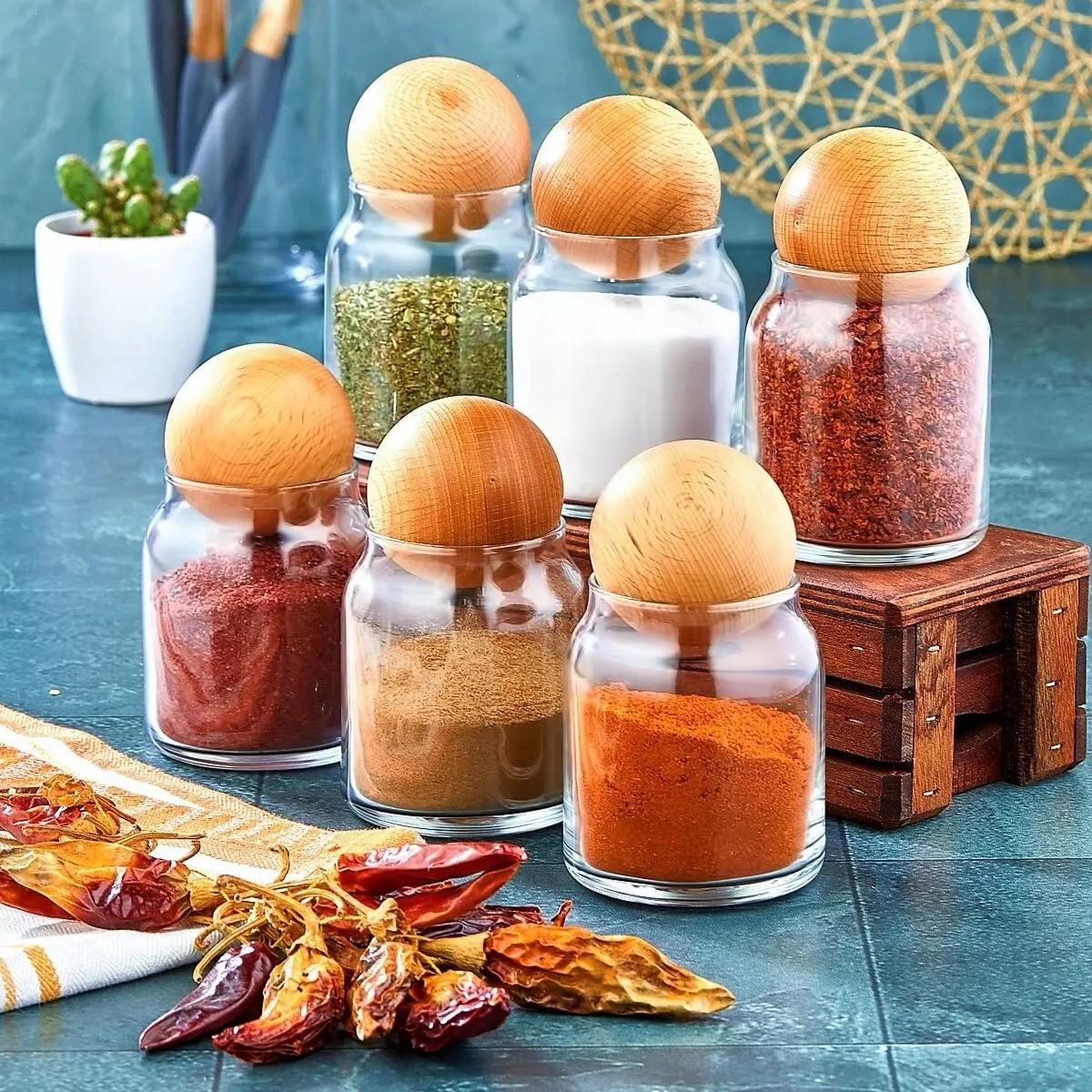 

Стеклянная банка с 6 шаровыми крышками 6*250 ml