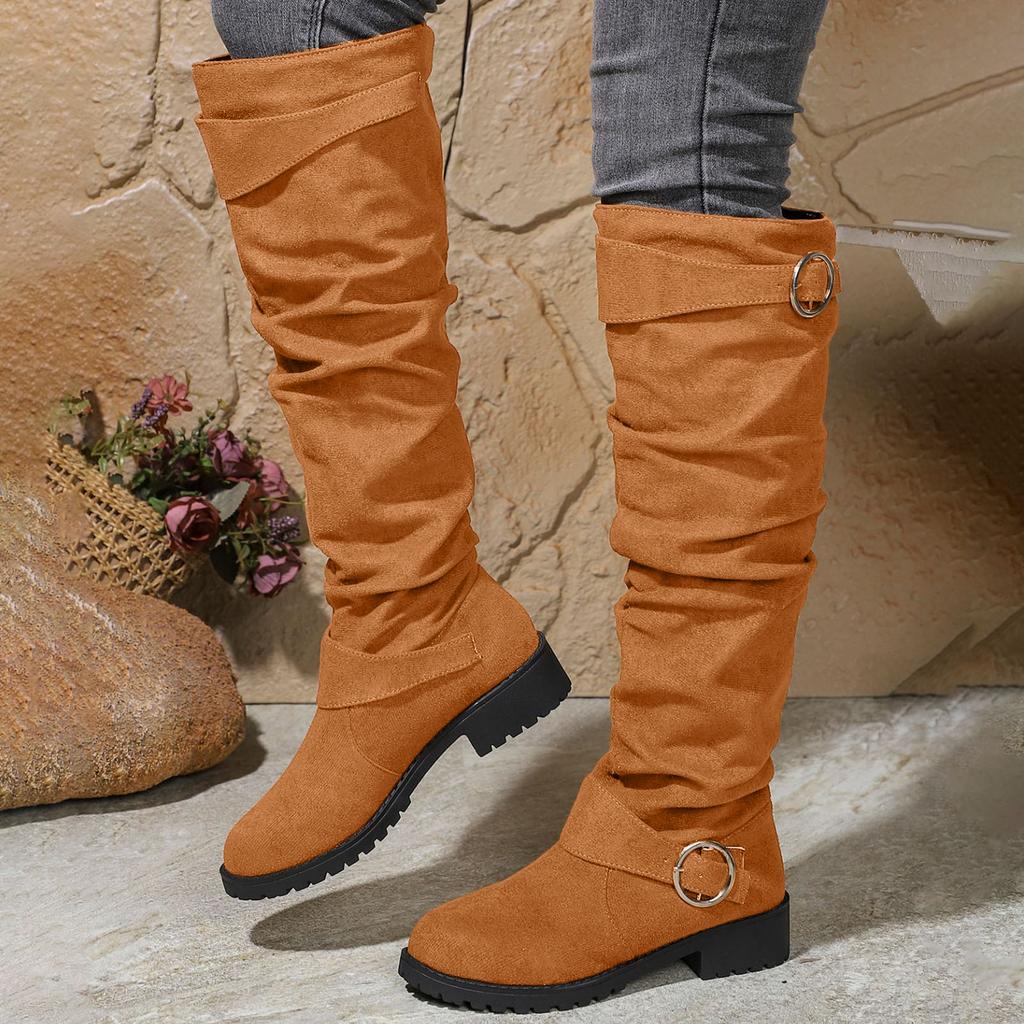Women's Boots With Over The Knee Slouch Boots Chunky Heel Fashion Mid Calf Boots Boots Women Size 8 Mid