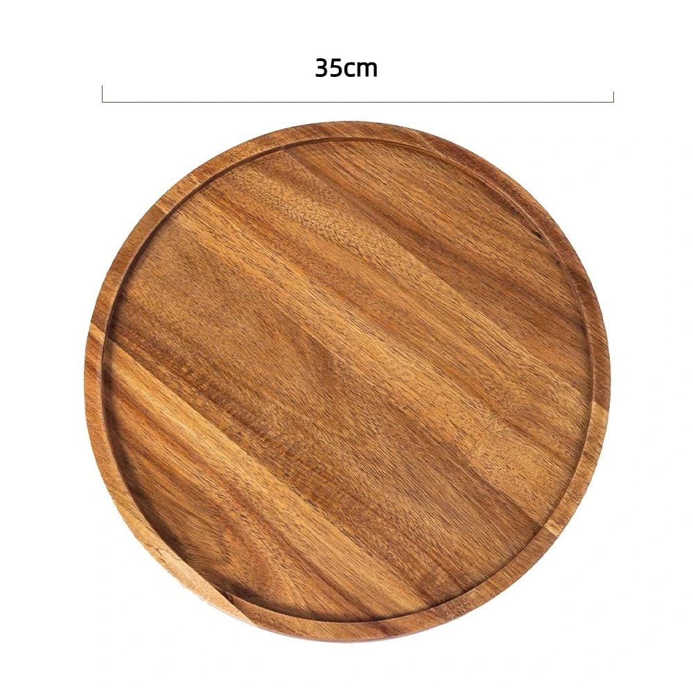Simple Solid Wood Dinner Plates Round 13-38cm Serving Platter Tray Snack Fruit Platter For Food Snack Dishs