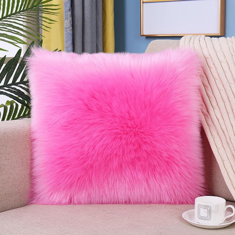 Flauschiges Kissen, langer Plüsch-Kissenbezug, Wollkissen, Fellkissenbezug, Ins Sofabettkissen, Weihnachtsdekoration, Zimmer-Wurfkissen