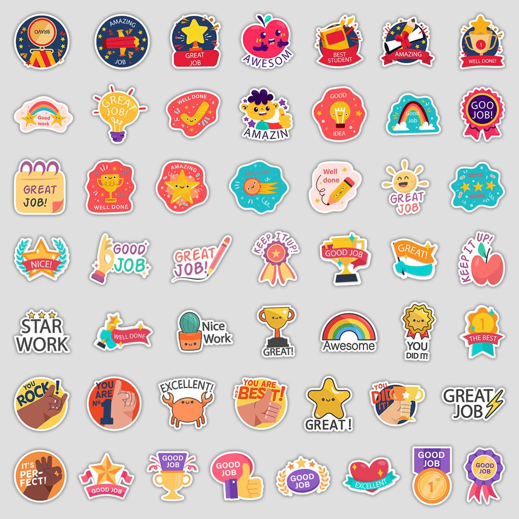 50 Pieces of Reward Series Graffiti Stickers, Water Cup, Luggage, Waterproof Decorative Stickers, Creative Reward Stationery Stickers