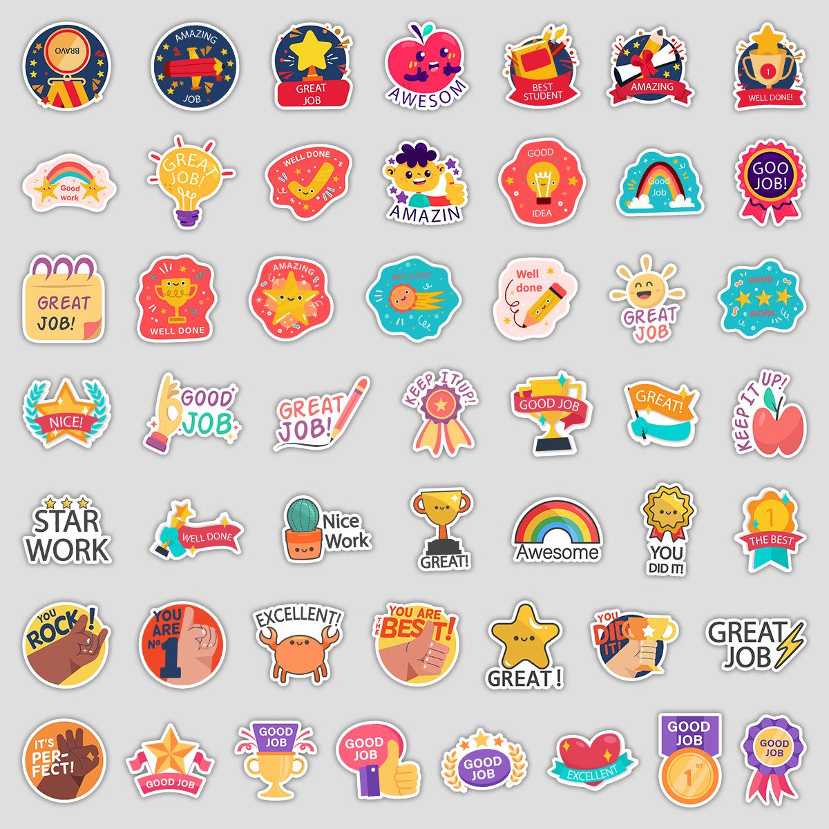 

50 Pieces of Reward Series Graffiti Stickers, Water Cup, Luggage, Waterproof Decorative Stickers, Creative Reward Stationery Stickers