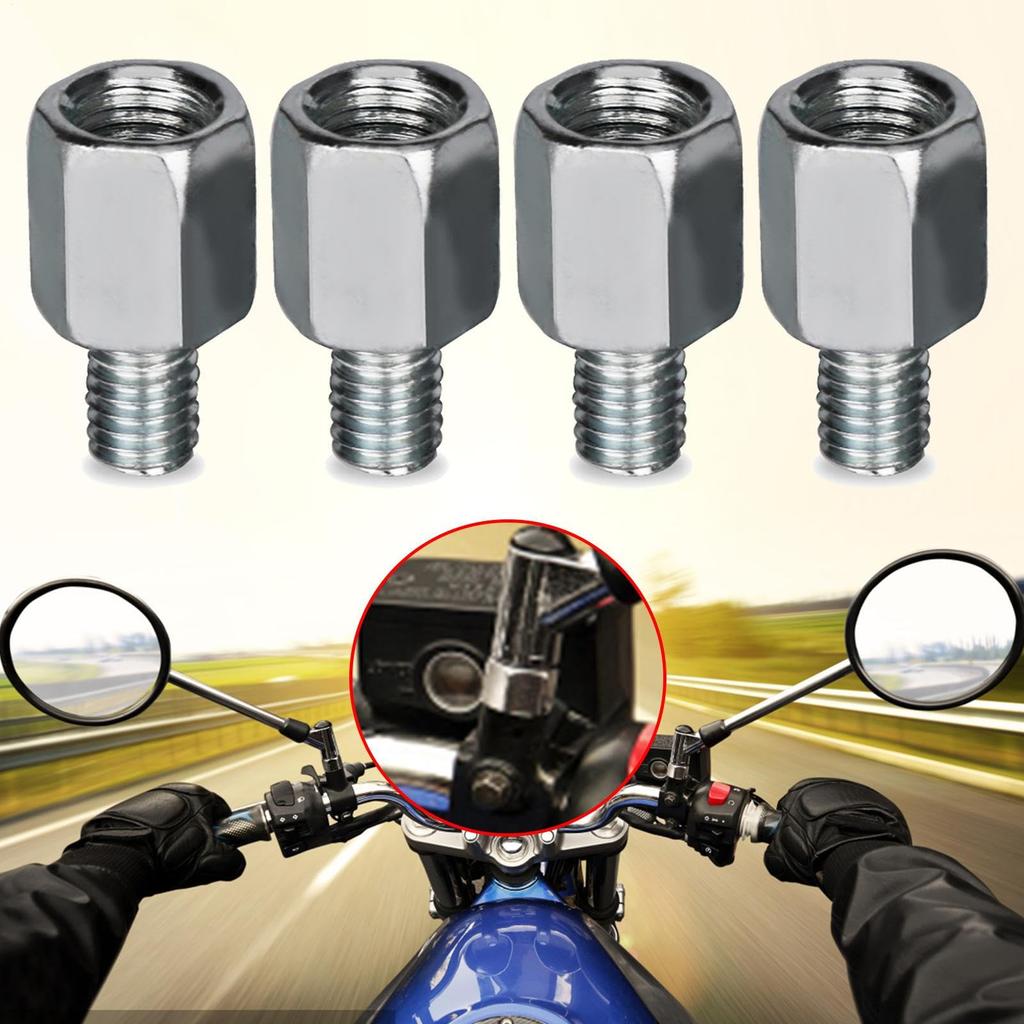 Motorcycle Mirror Adapter, 4 Pieces Screw Conversion Adapter Extension Adapter