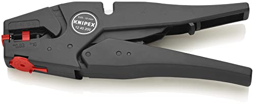 KNIPEX Self-Adjusting Wire Stripper 8-32 AWG, Black With Orange Dials and Adjustors