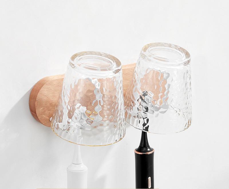 

Настенная подставка для зубных щеток для ванной комнаты со стаканом для полоскания рта, деревянный держатель для стакана для зубных щеток, белая стойка для хранения электрических зубных щеток для туалета