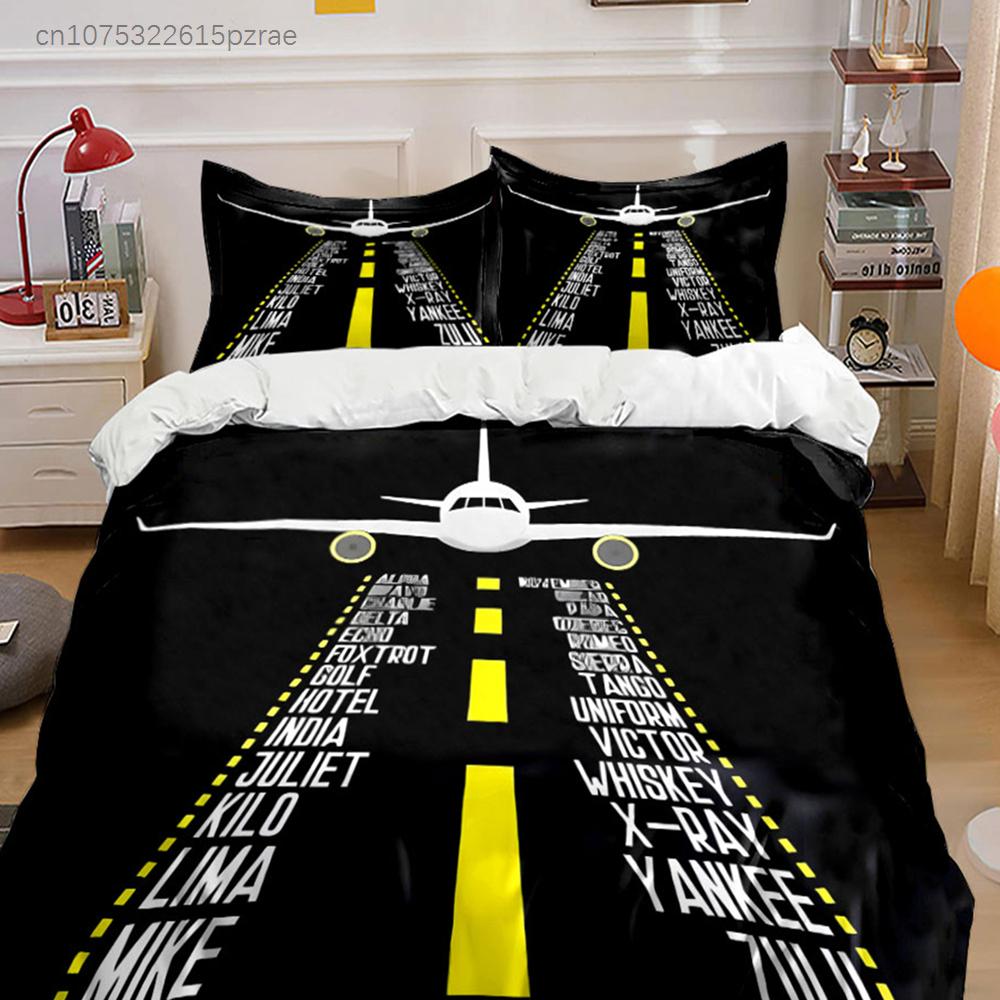 "Airplane Themed Desk Decor Set" Multiple Sizes kid's And adults' Bedroom Exquisite 3PC Bedding set, Gift