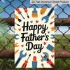 2D Flat, 1pc Cute Hand Drawn Tools Father's Day Metal Wall Art Sign "Happy Father's Day" - 8*12 Inch Aluminium Rustic Home Decor, Colorful Tool