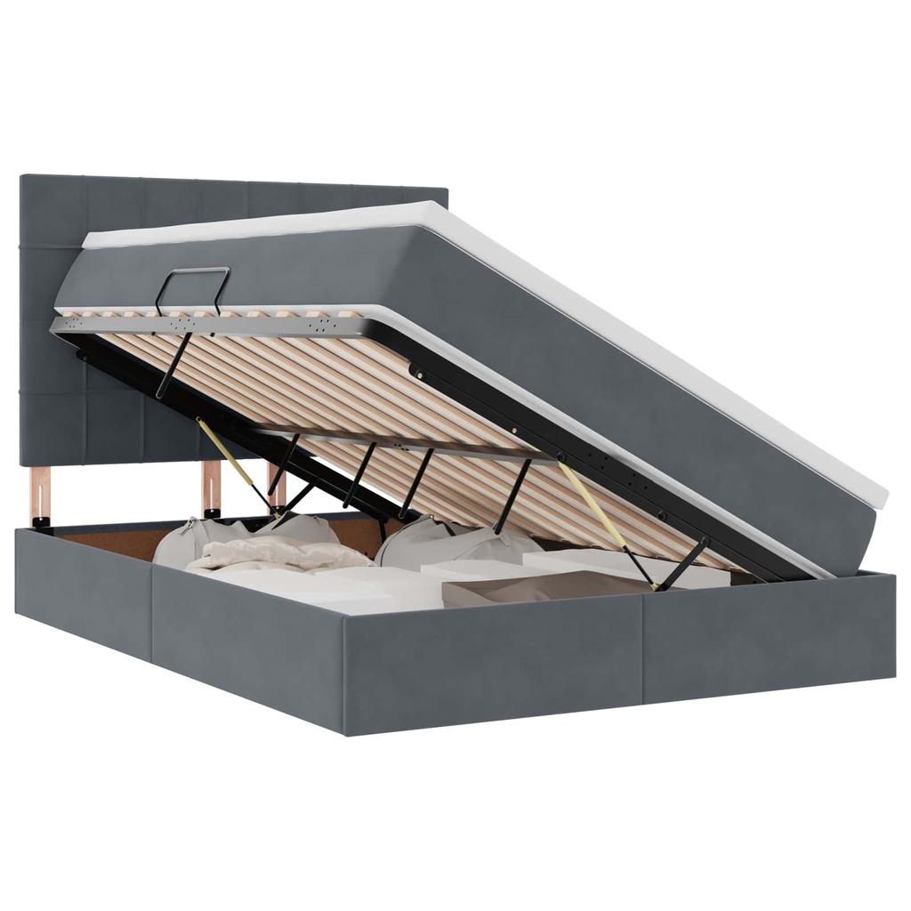 Storage Bed with Mattress Dark Gray 140 x 200 cm Velvet