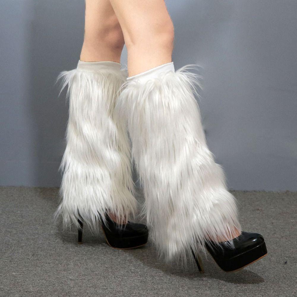 40cm Furry Leg Warmers Japanese Style Long Tube Sock Harajuku Style Lolita Boots Cover Women