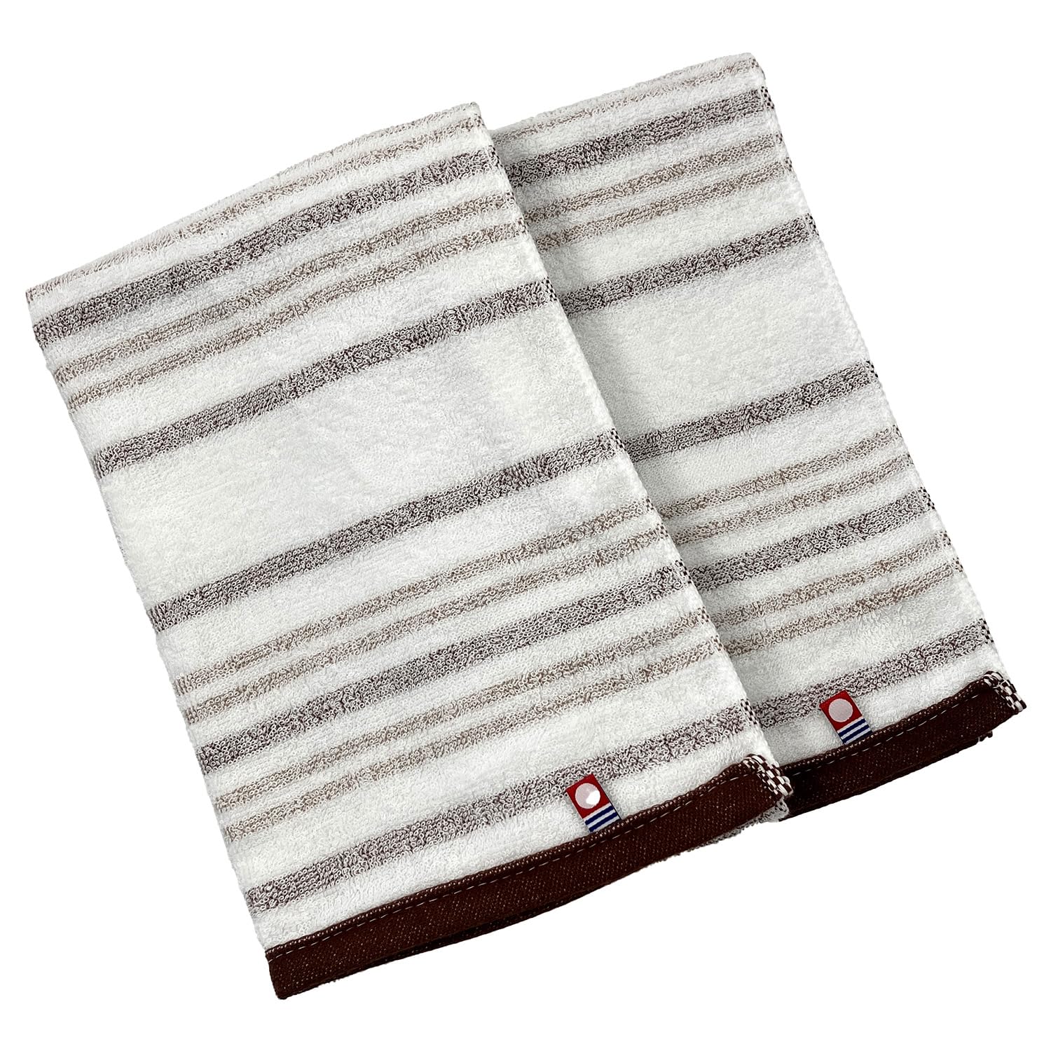 

Imabari Tsumugi Border Face Towel, Brown, 32 x 75 cm, Set of 2