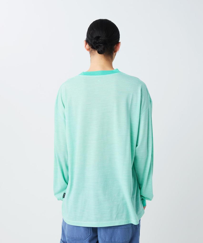 Summer Wool Stripe Long Sleeve for Men and Light Size M [Snow Peak] T-Shirt CS-26SU006 Long-sleeved T-shirt Women, Green,