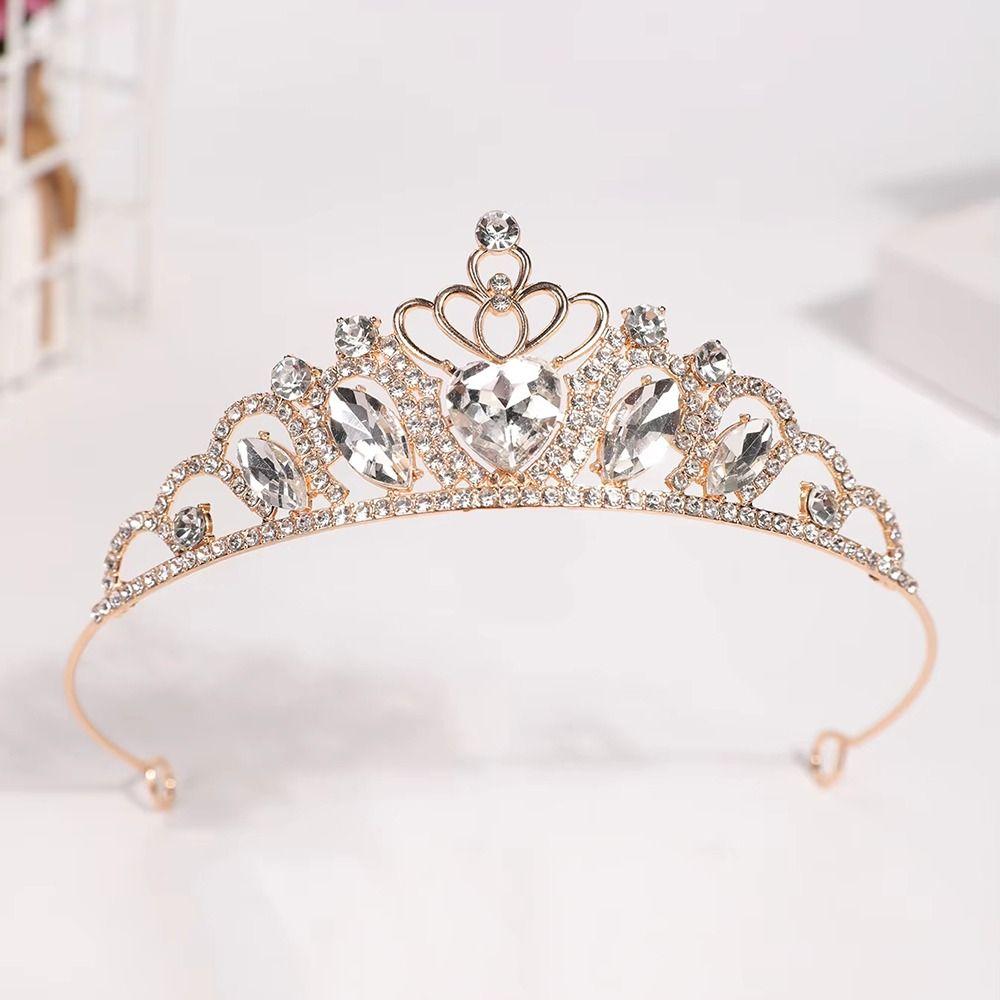 Bling Bling Princess Tiara Heart-Shaped Children's Crown Elegant Bridal Headwear  Wedding