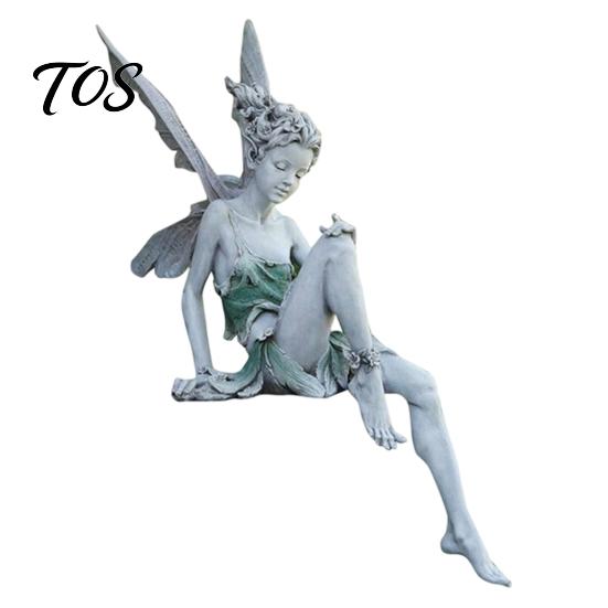 Flower Fairy Garden Statues Ornaments, Resin Miniature Figurines with Butterfly Wings for Pastoral Style Sculptures Indoor Outdoor Decor, Waterproof