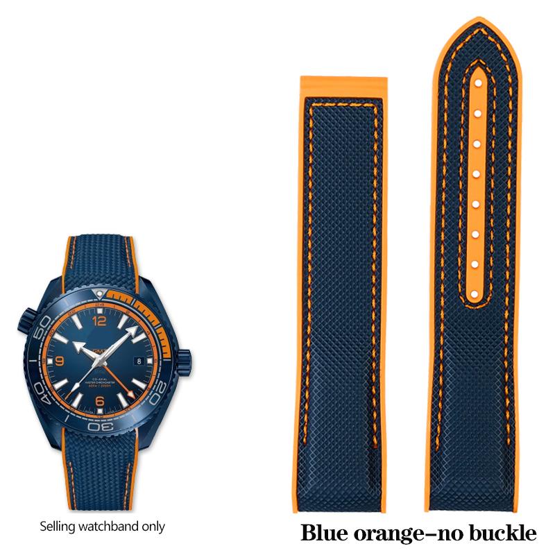 New 20mm 22mm Rubber Silicone Back Blue Watch Strap Nylon Watchband For Omega Seamaster 300 Speedmaster 8900 Planet Ocean Tools