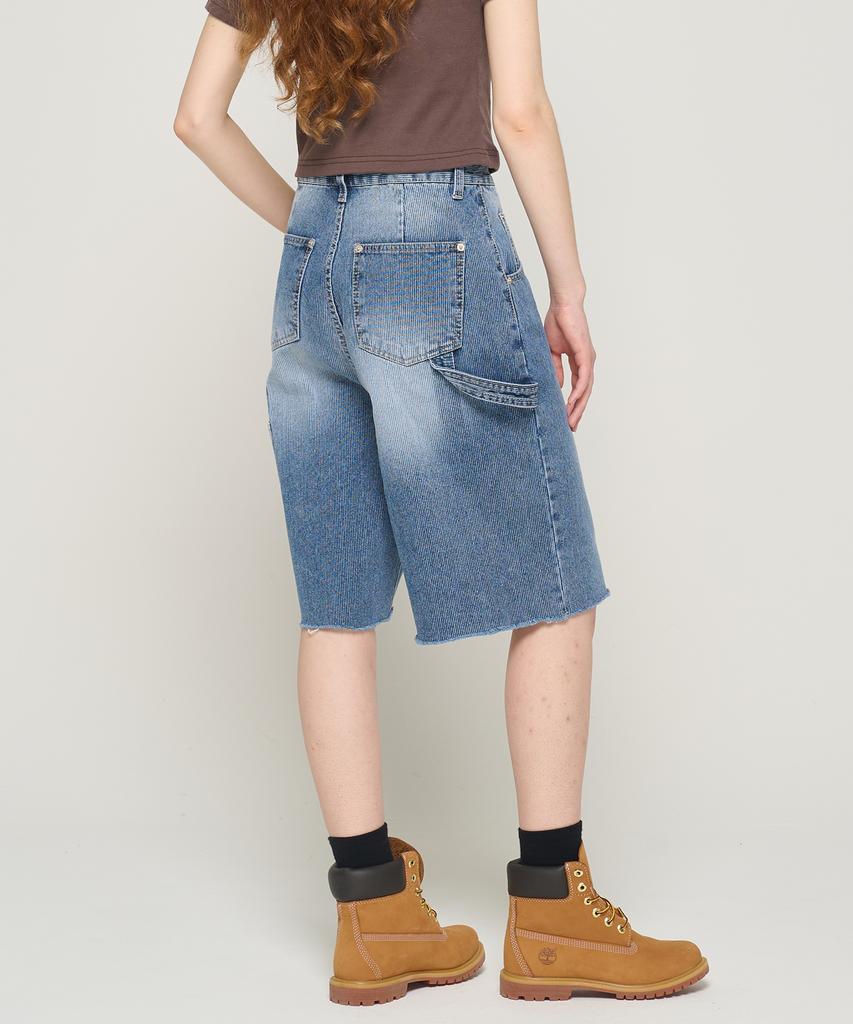 CARGOBROS FOR WOMAN Fade Wash Cargo Bermuda Pants (Blue)