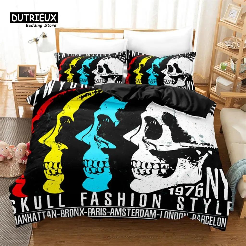 

Gothic Skull Bedspread Cover Sugar Skull Bed Ensemble Horror Theme Comforter Cover Full Single Size King Dimension For Boys Teen Adults Bedroom Decor EU Single 135x200cm