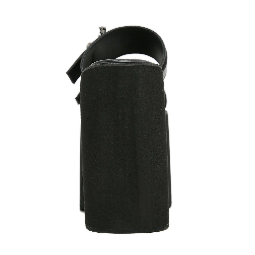 Gdgydh Goth Bat Buckle Decor Platform Slippers for Women Fashion Open Toe Summer Shoes Slip On Heeled Sandals Slingback Outdoor