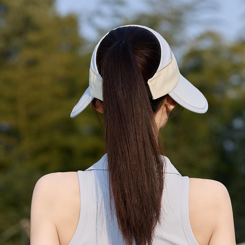 Women's Summer Open-Top Sun Hat, Ice Silk Cool Feeling, Wide Brim, UV Protection, Outdoor Beach Ponytail Hat