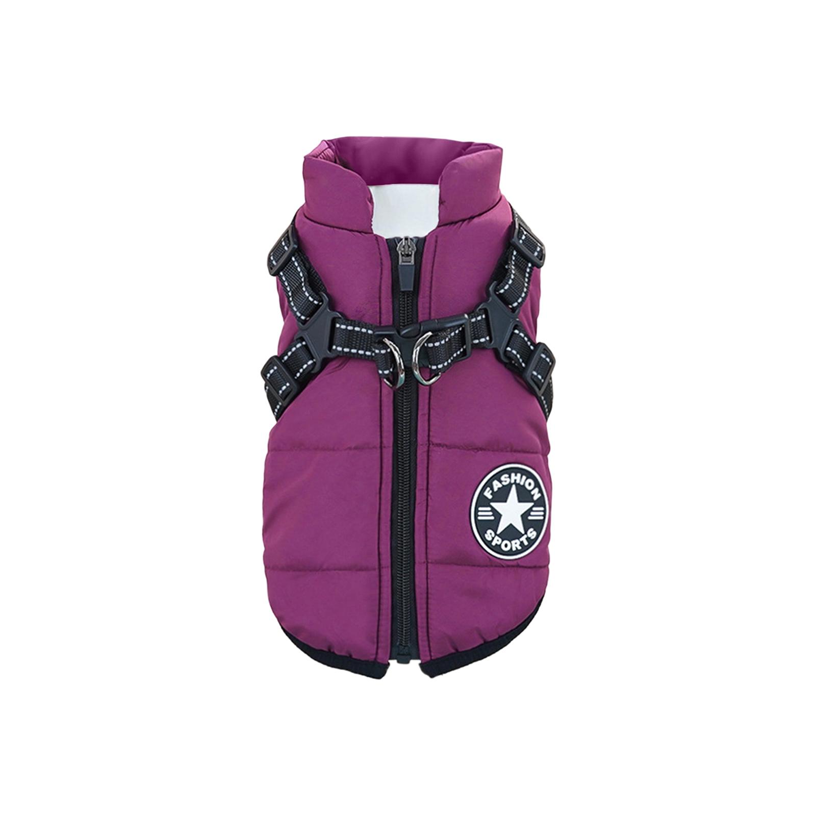 

Pet Clothing Thickened For Warmth, Winter Chest And Back Cotton Jackets For Dogs And Cats, Cotton Vests For Cats, Dog Supplies S фіолетовий
