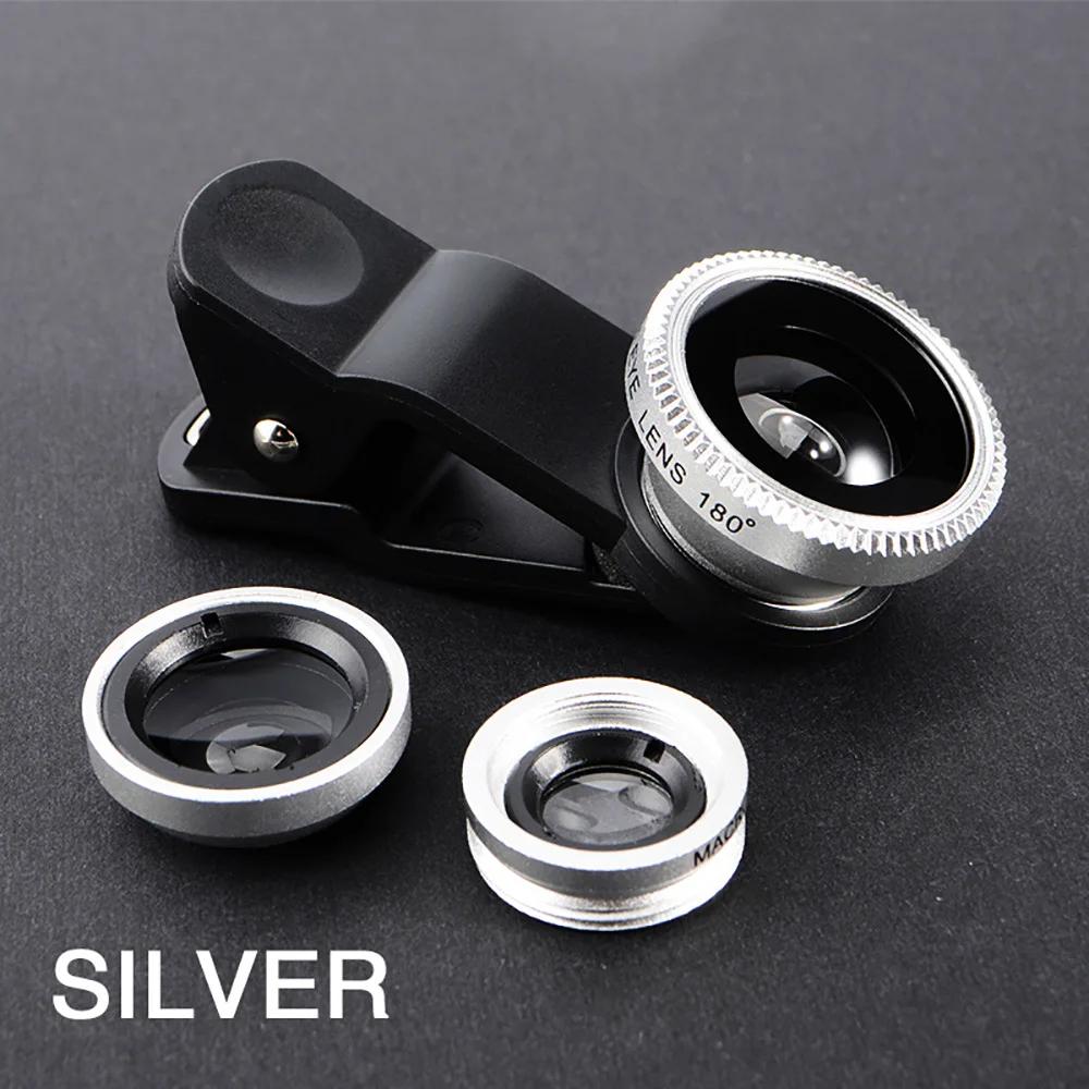 3in1 Fisheye Wide Angle Micro Camera Lens 0.67X Wide Angle Macro Lenses Camera With Clip for iPhone Xiaomi Redmi Huawei 3IN1 Len